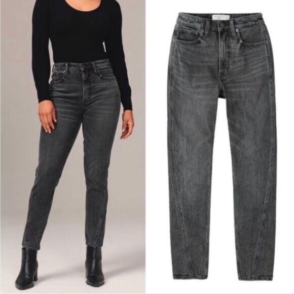 Abercrombie & Fitch curve love huge rise skinny black wash jeans size 28/6 short - Picture 1 of 10